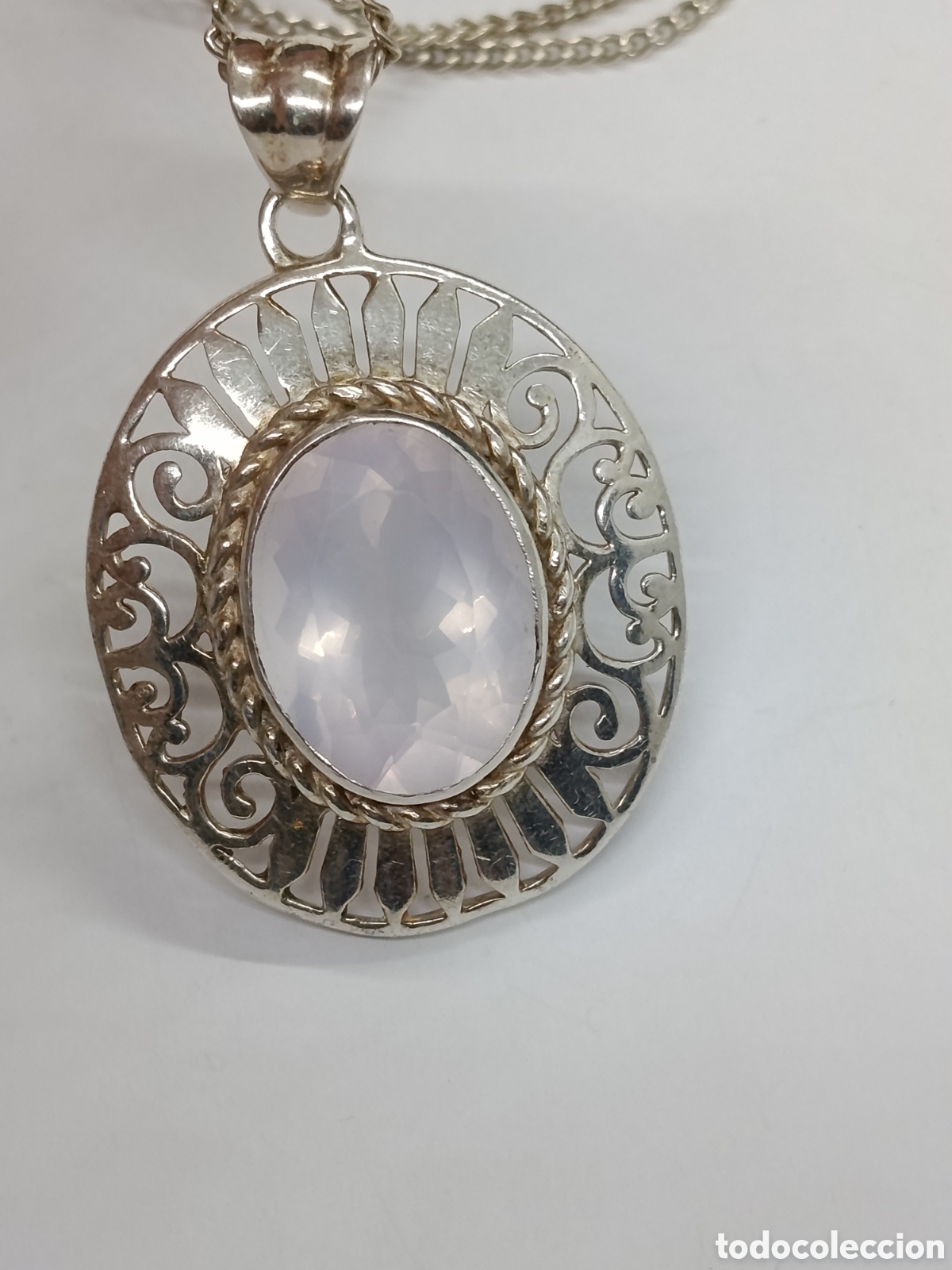 Joyeria: Colgante de plata y cuarzo rosa . - Foto 1
