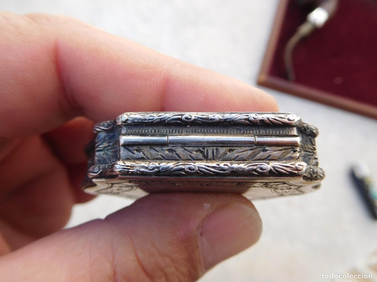 Joyeria: Antiguo colgante polvera de plata con cadena - Foto 7