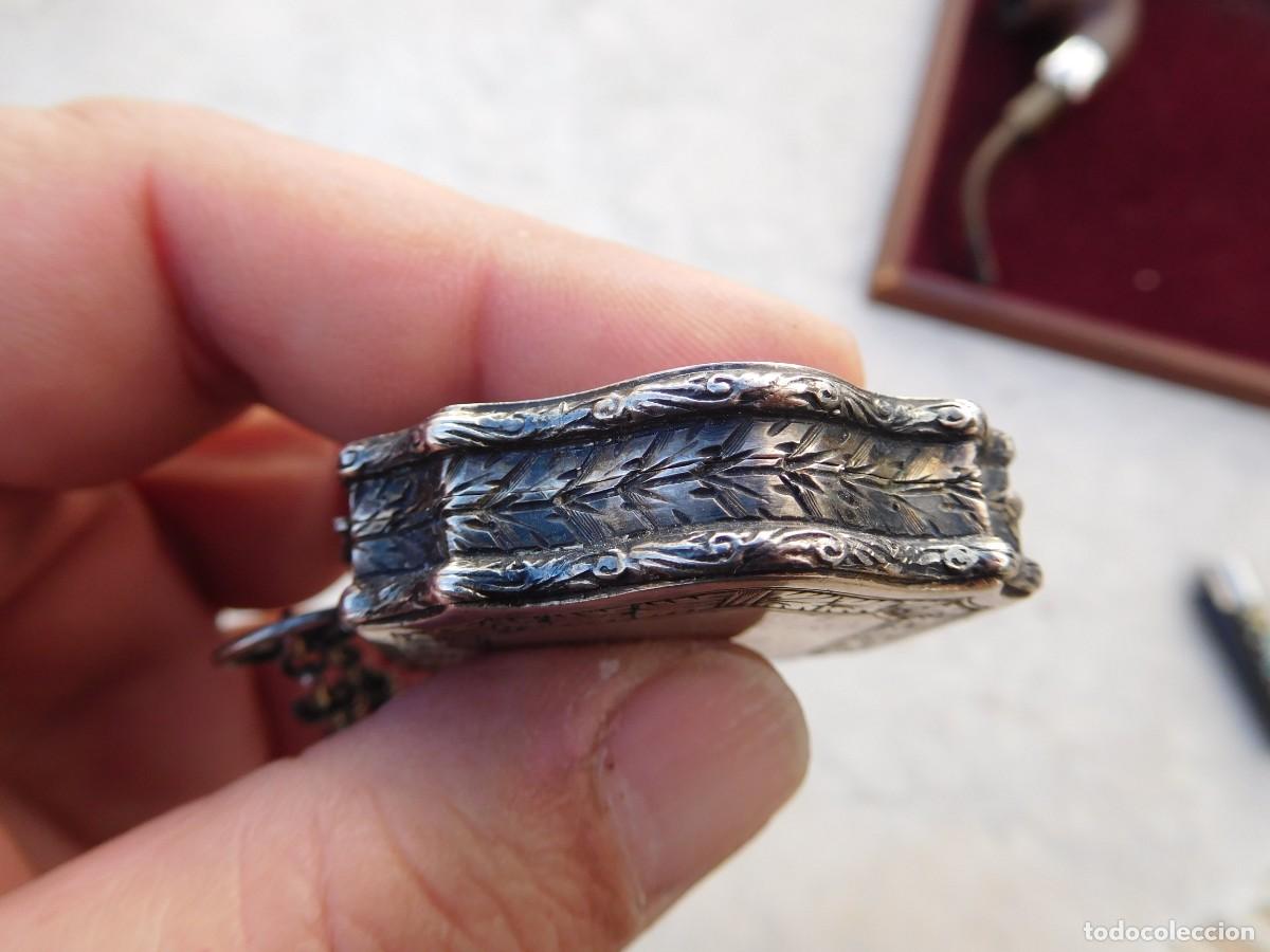 Joyeria: Antiguo colgante polvera de plata con cadena - Foto 8