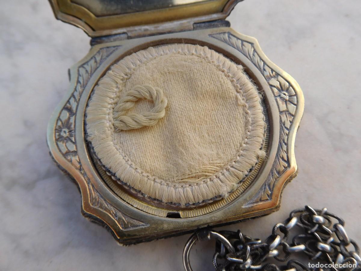 Joyeria: Antiguo colgante polvera de plata con cadena - Foto 14