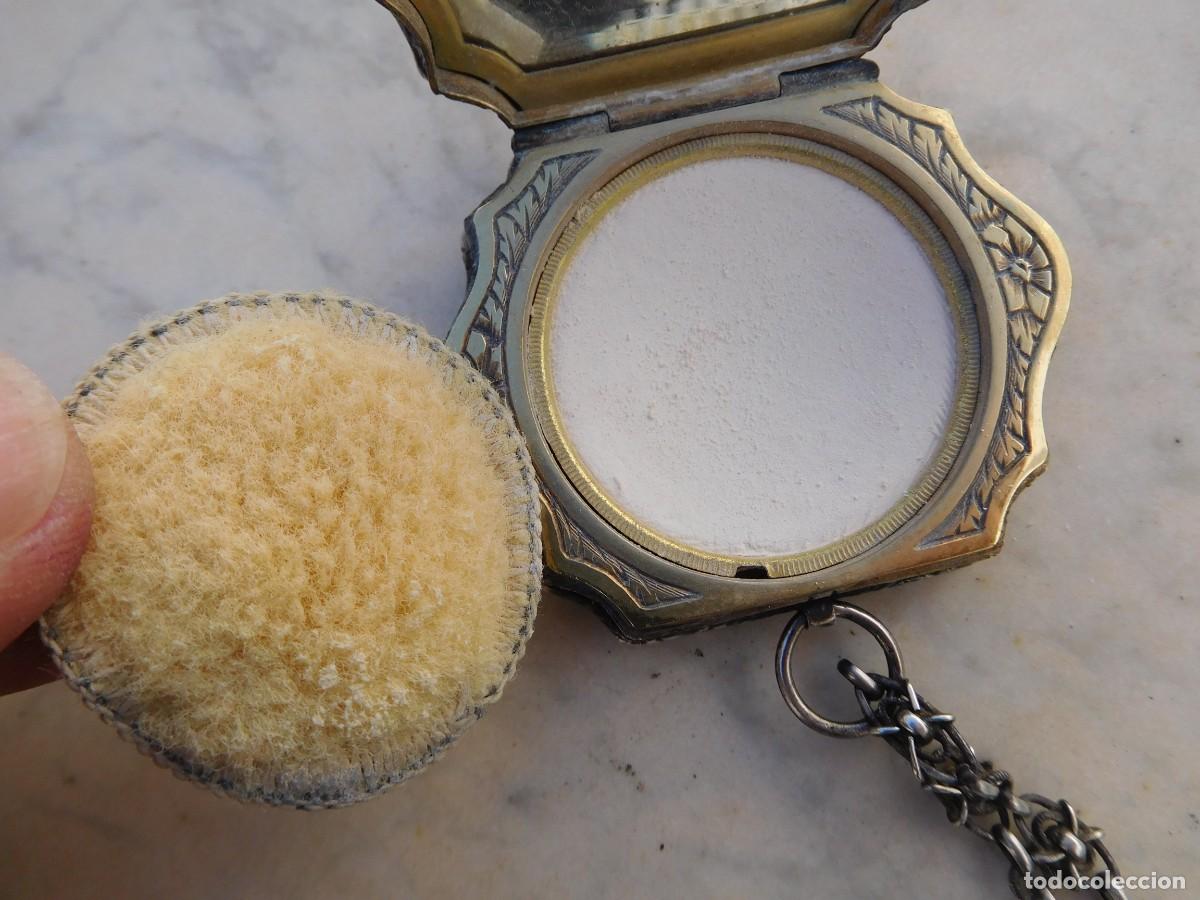 Joyeria: Antiguo colgante polvera de plata con cadena - Foto 18