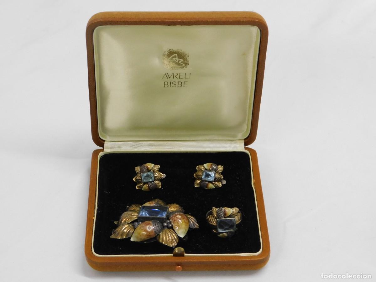 Joyeria: CONJUNTO DE BROCHE, PENDIENTES Y ANILLO DE PLATA - Foto 1