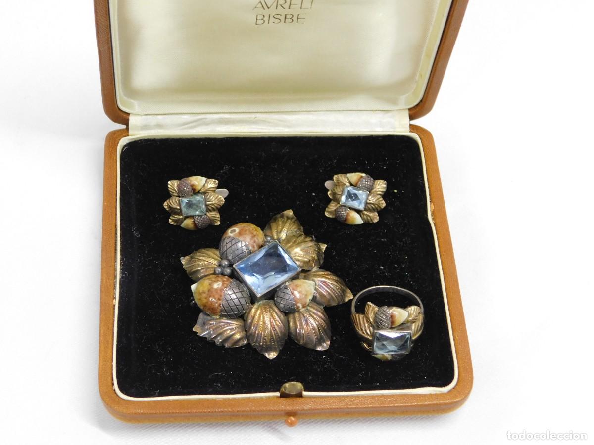 Joyeria: CONJUNTO DE BROCHE, PENDIENTES Y ANILLO DE PLATA - Foto 4