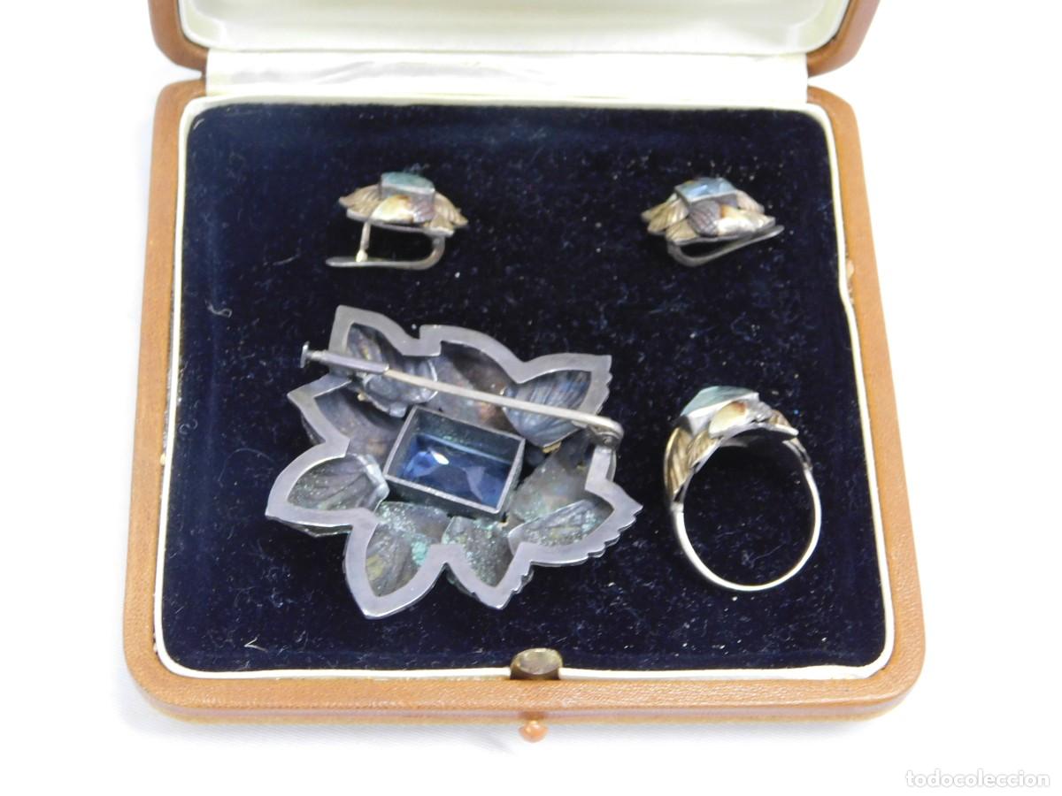 Joyeria: CONJUNTO DE BROCHE, PENDIENTES Y ANILLO DE PLATA - Foto 6