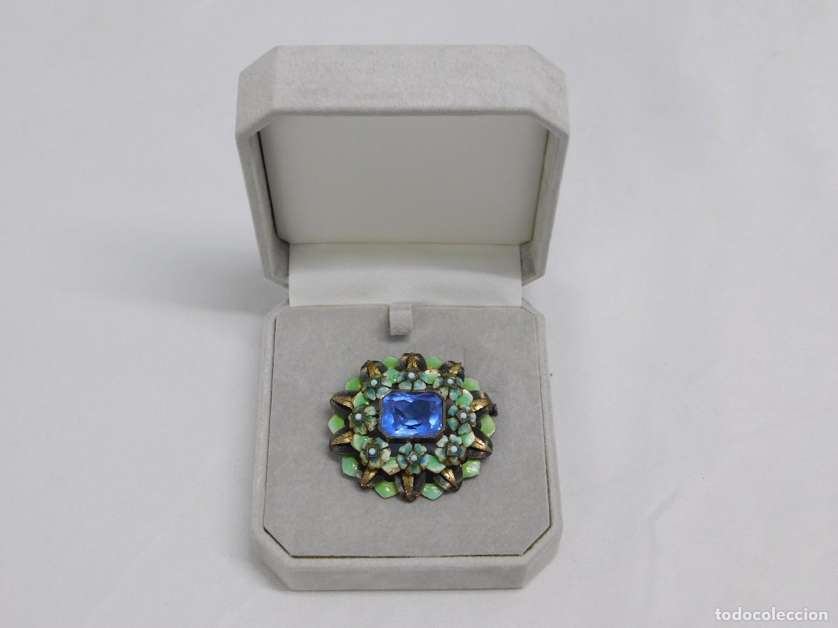Joyeria: ANTIGUO BROCHE DE PLATA Y ESMALTES - Foto 2