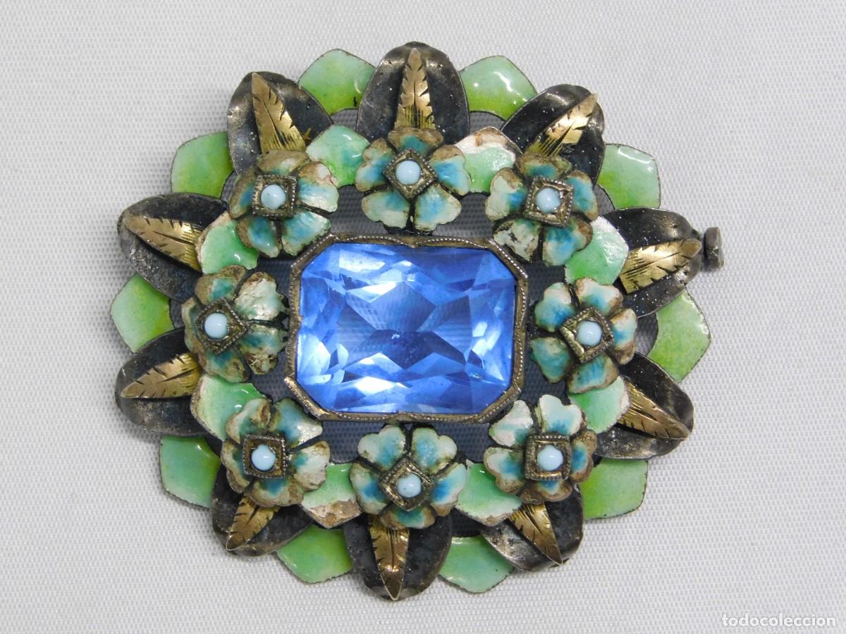 Joyeria: ANTIGUO BROCHE DE PLATA Y ESMALTES - Foto 1