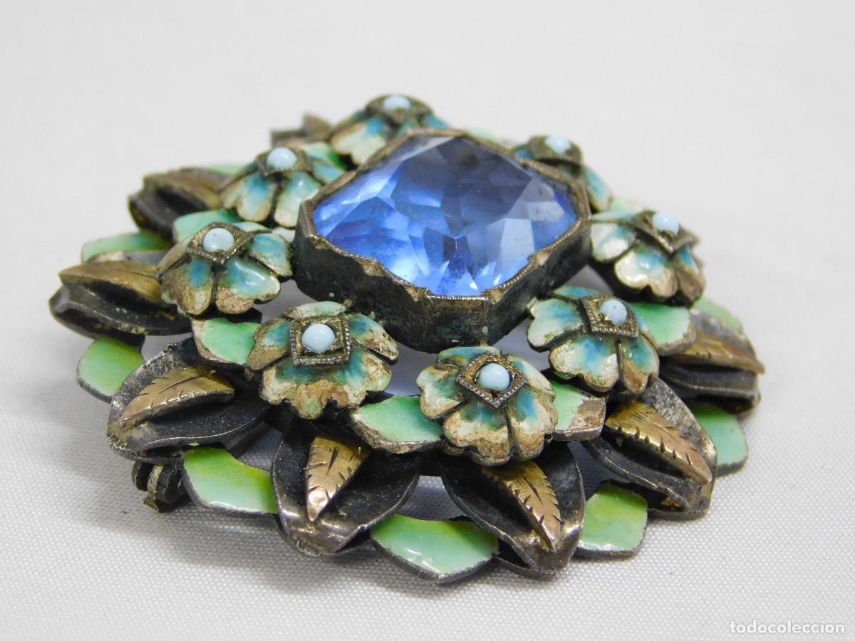 Joyeria: ANTIGUO BROCHE DE PLATA Y ESMALTES - Foto 3