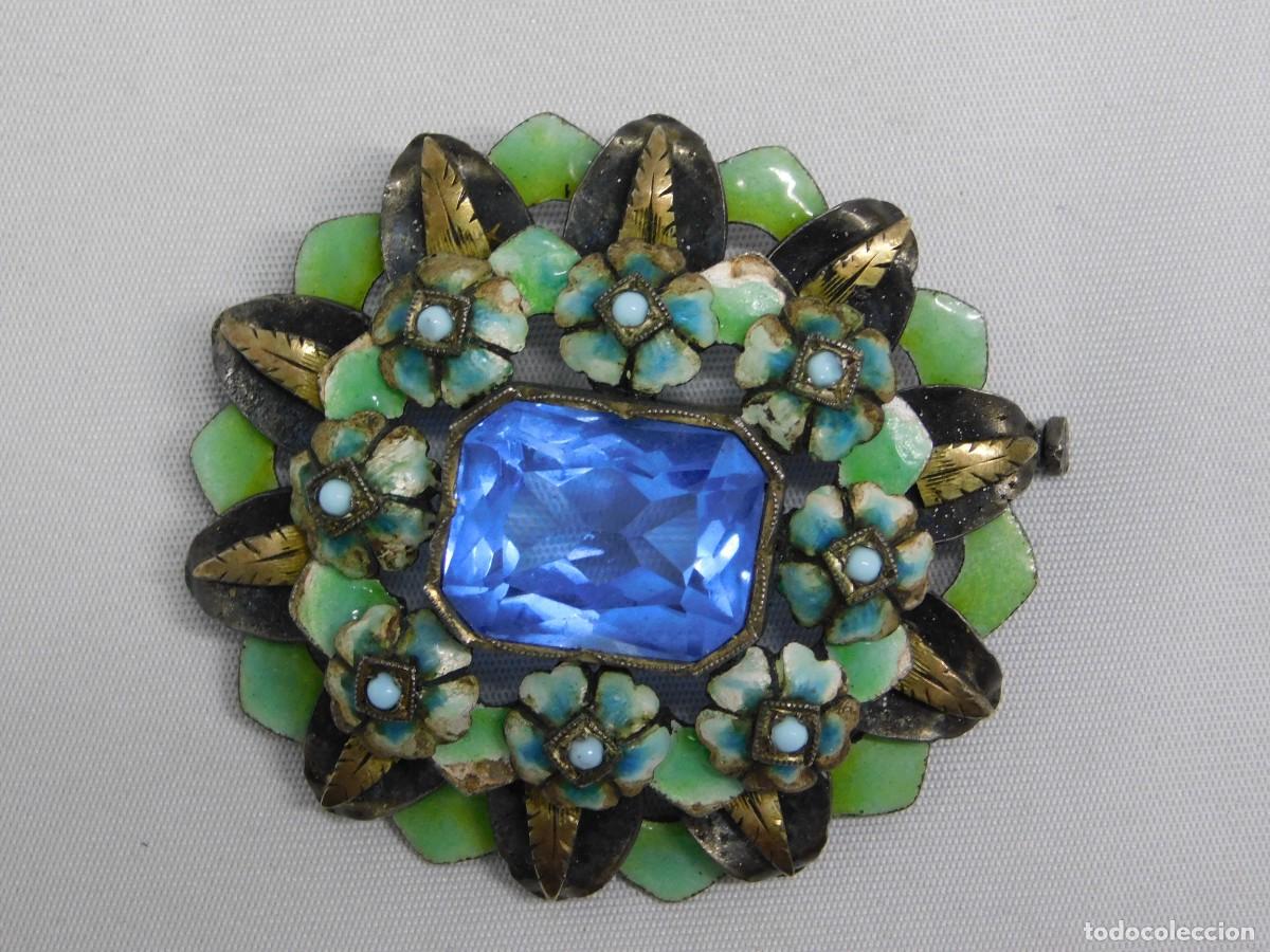 Joyeria: ANTIGUO BROCHE DE PLATA Y ESMALTES - Foto 4