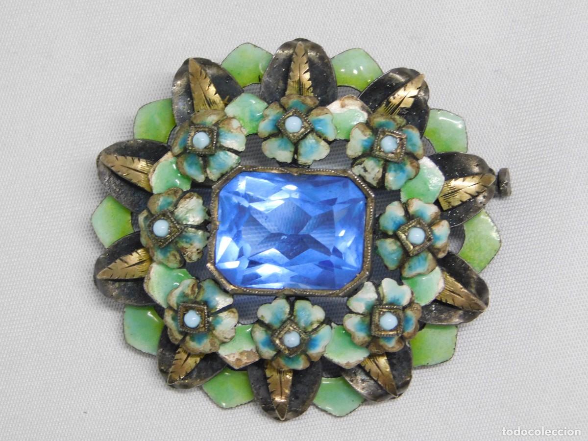 Joyeria: ANTIGUO BROCHE DE PLATA Y ESMALTES - Foto 5