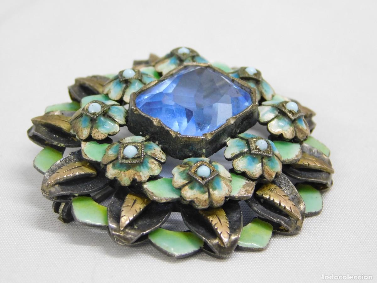 Joyeria: ANTIGUO BROCHE DE PLATA Y ESMALTES - Foto 6