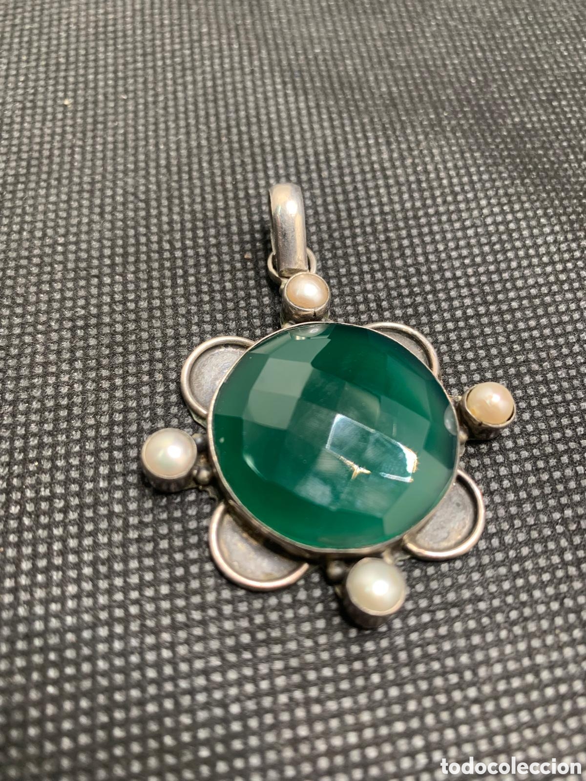 Joyeria: Colgante Plata con &Aacute;gata verde y perlas - Foto 2