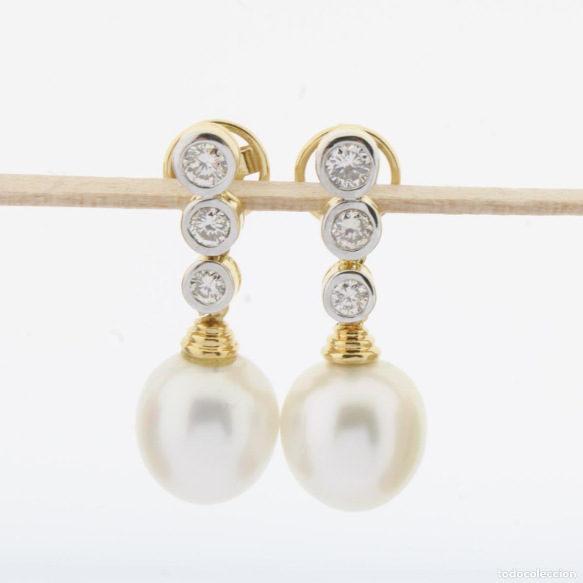 Joyeria: Pendientes oro con brillantes y perlas - Foto 1