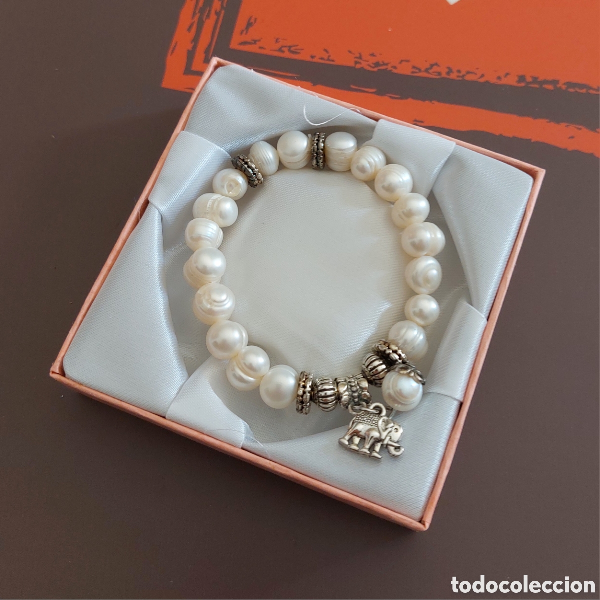 Joyeria: Pulsera El&aacute;stica con Perlas de R&iacute;o y Elefante - Foto 4
