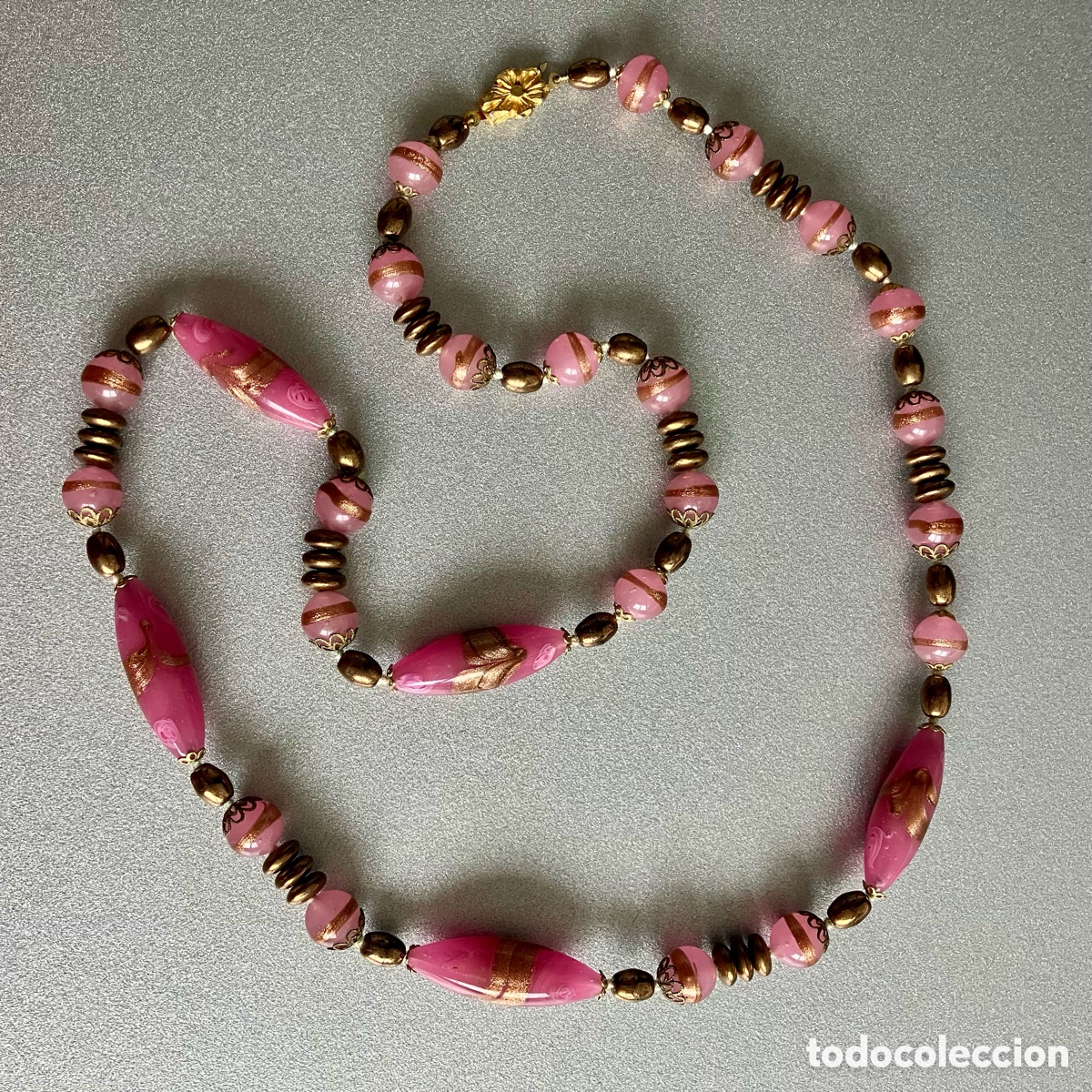 Joyeria: Collar y pendientes cristal de Murano rosa Vintage - Foto 5
