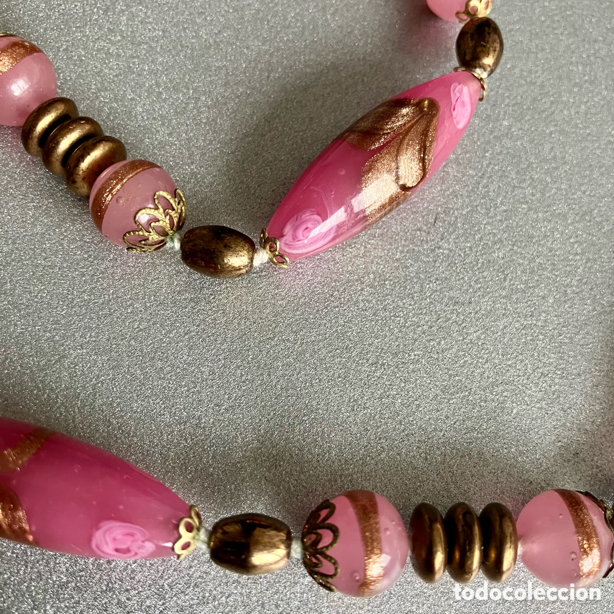 Joyeria: Collar y pendientes cristal de Murano rosa Vintage - Foto 6