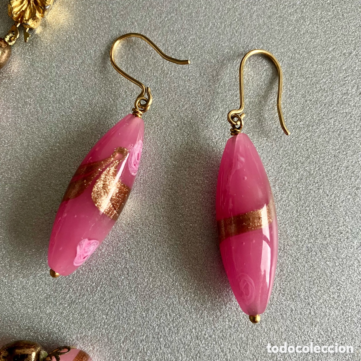 Joyeria: Collar y pendientes cristal de Murano rosa Vintage - Foto 7