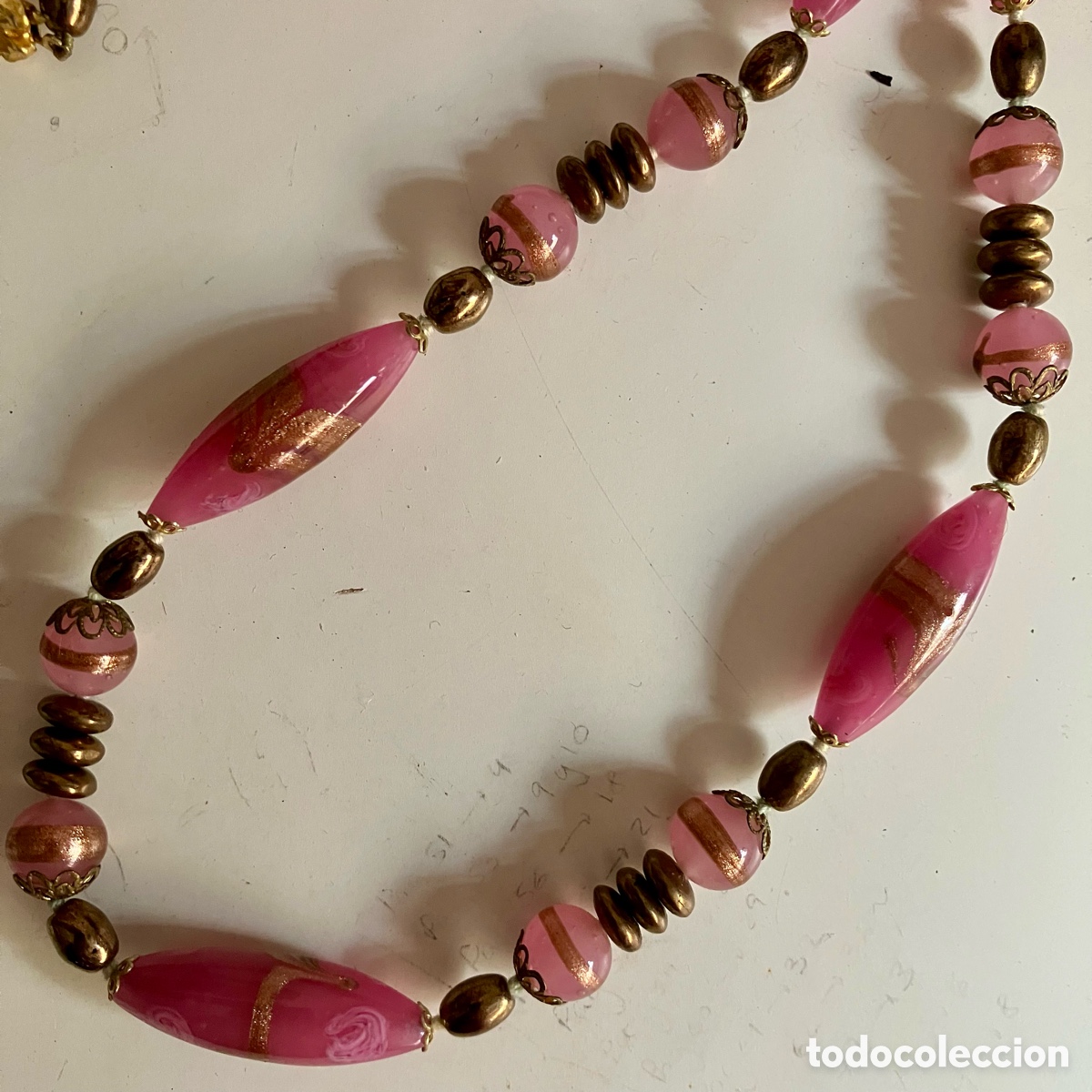 Joyeria: Collar y pendientes cristal de Murano rosa Vintage - Foto 9