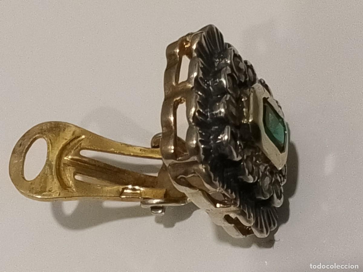 Joyeria: Elegantes Pendientes Antiguos de Plata y Oro - Foto 6