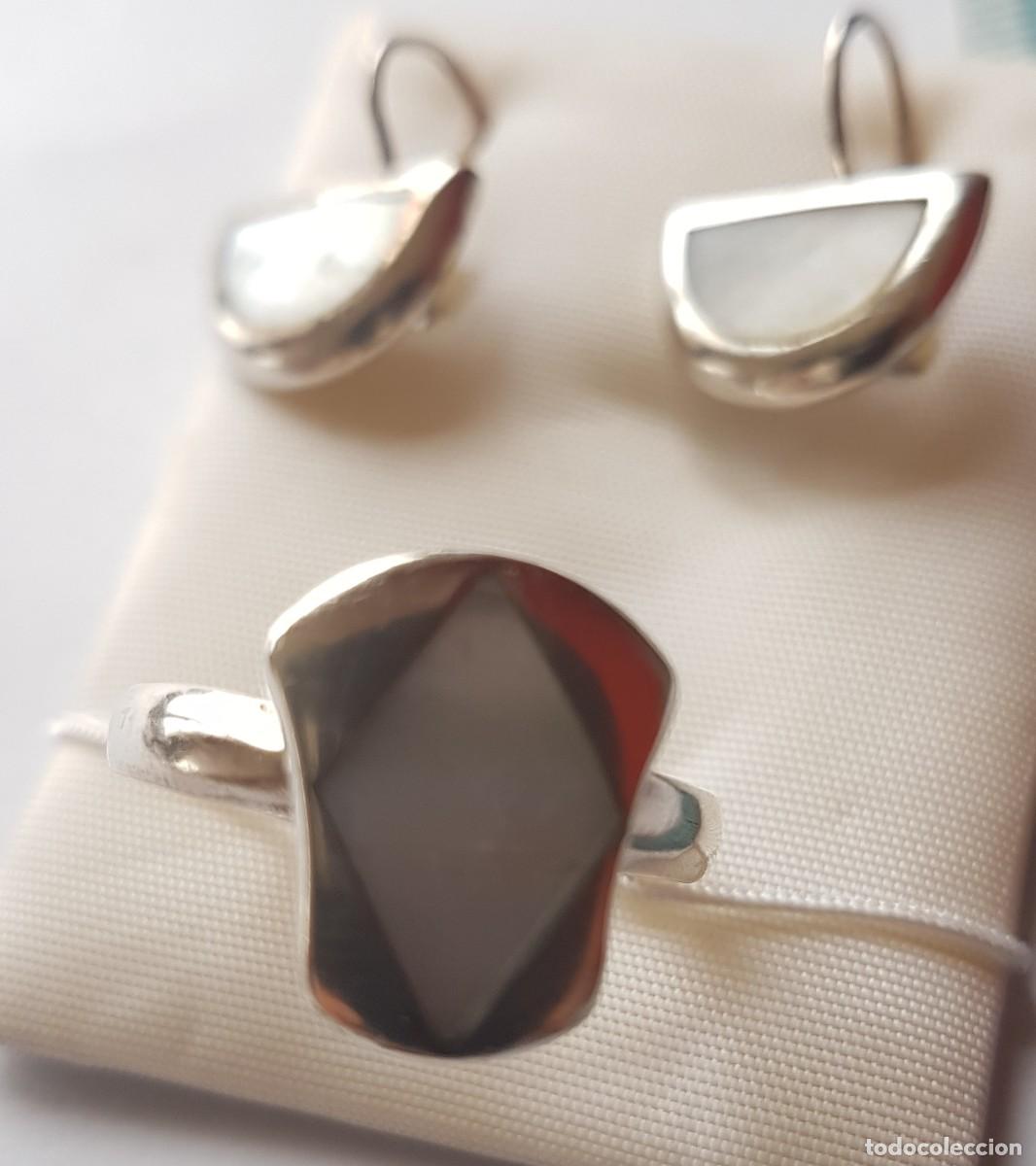 Joyeria: Conjunto de pendientes y anillo de plata de Ley 925 mm. - Foto 1