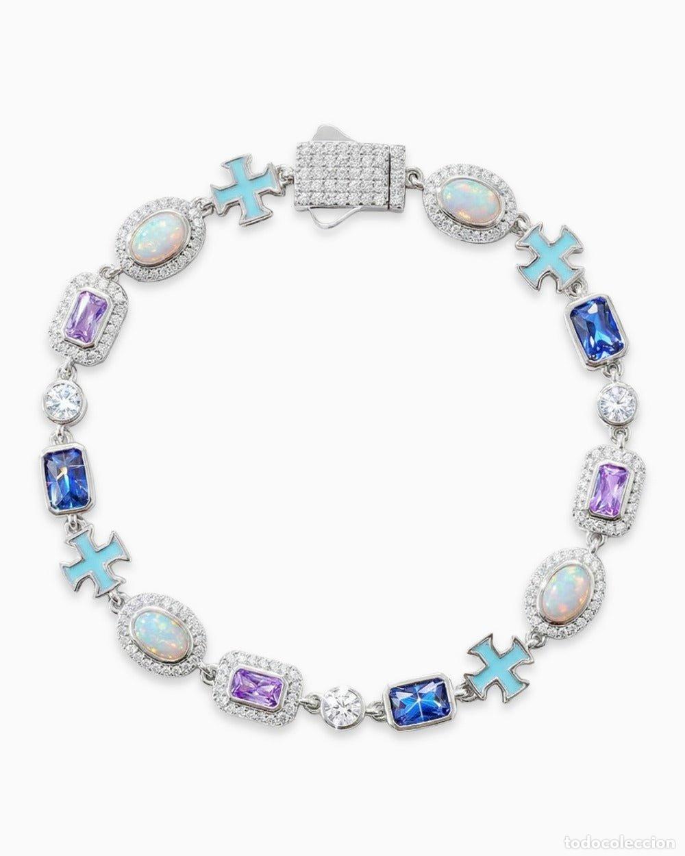 Joyeria: PULSERA - PULSERA DE GEMAS Y CRUCES AZULES - Foto 1