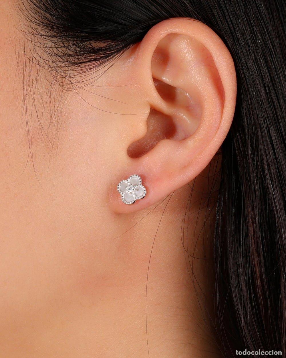 Joyeria: PENDIENTES - Tachuelas de perla y tr&eacute;bol - Foto 2