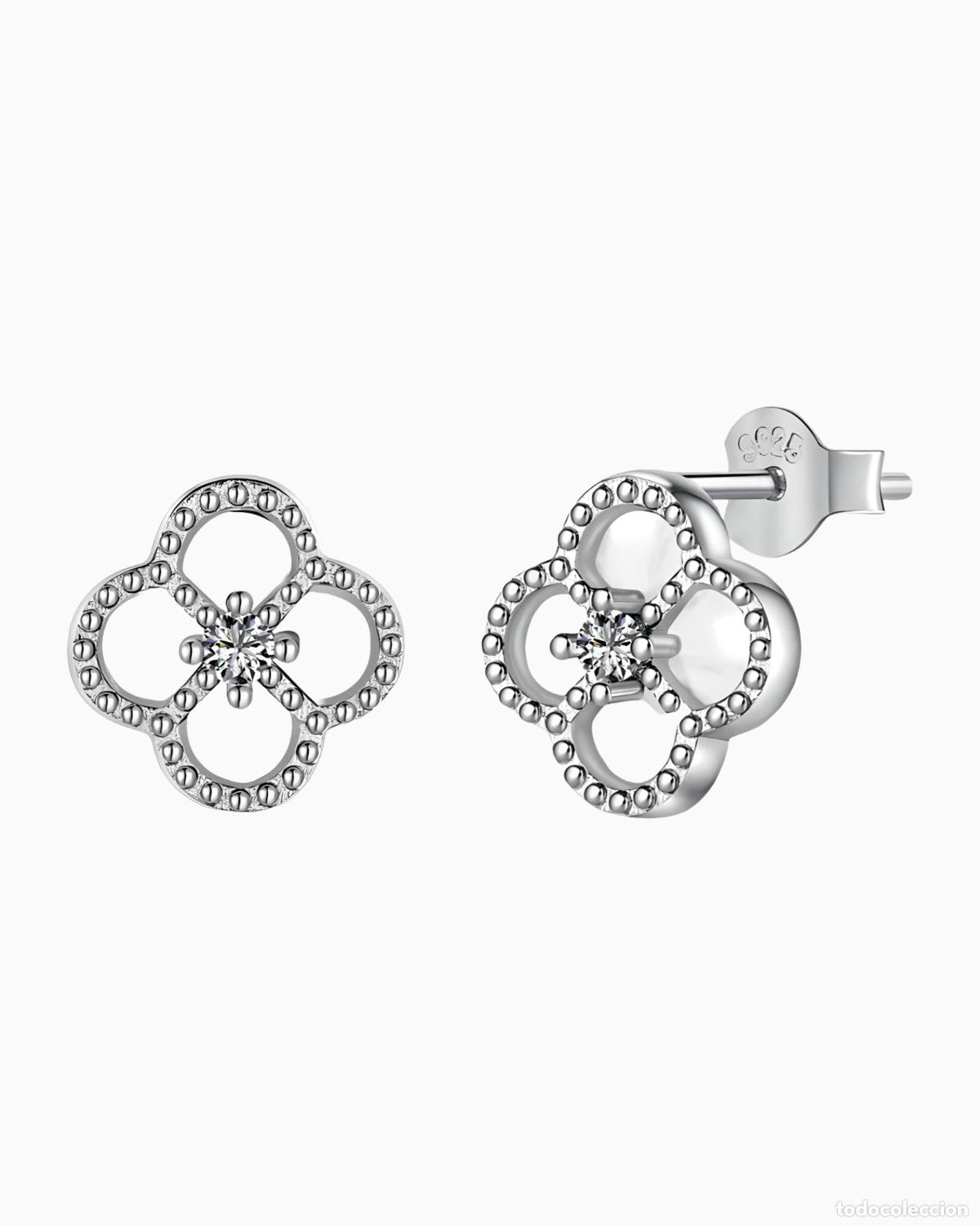 Joyeria: PENDIENTES - Tachuelas de perla y tr&eacute;bol - Foto 1