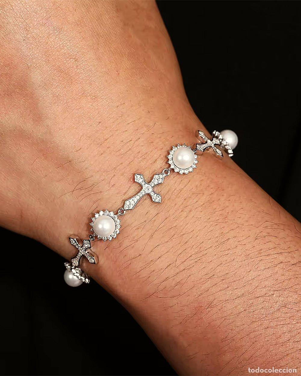 Joyeria: PULSERA - PULSERA DE DIAMANTES, CRUCES HELADA Y PERLAS - Foto 2
