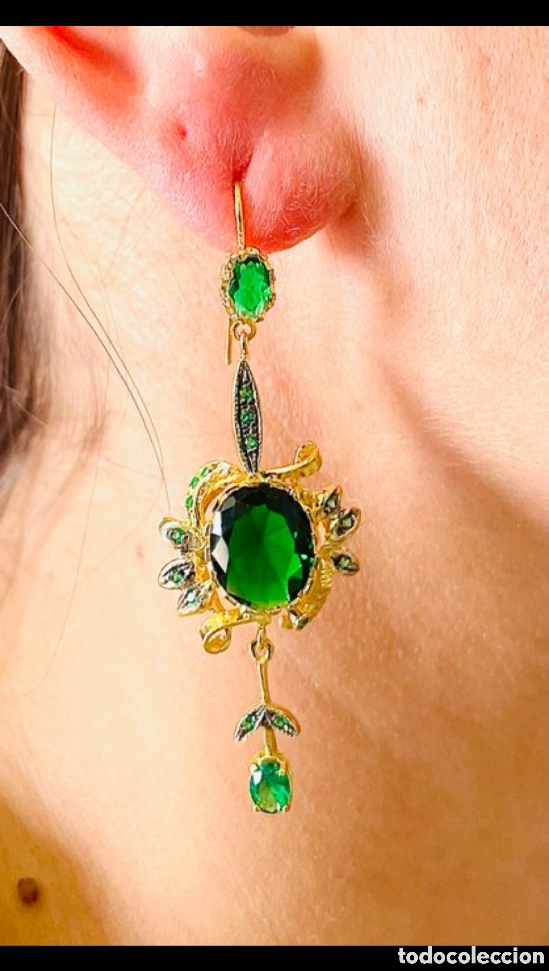 Joyeria: Pendientes Oro 9k y Esmeraldas - Foto 2