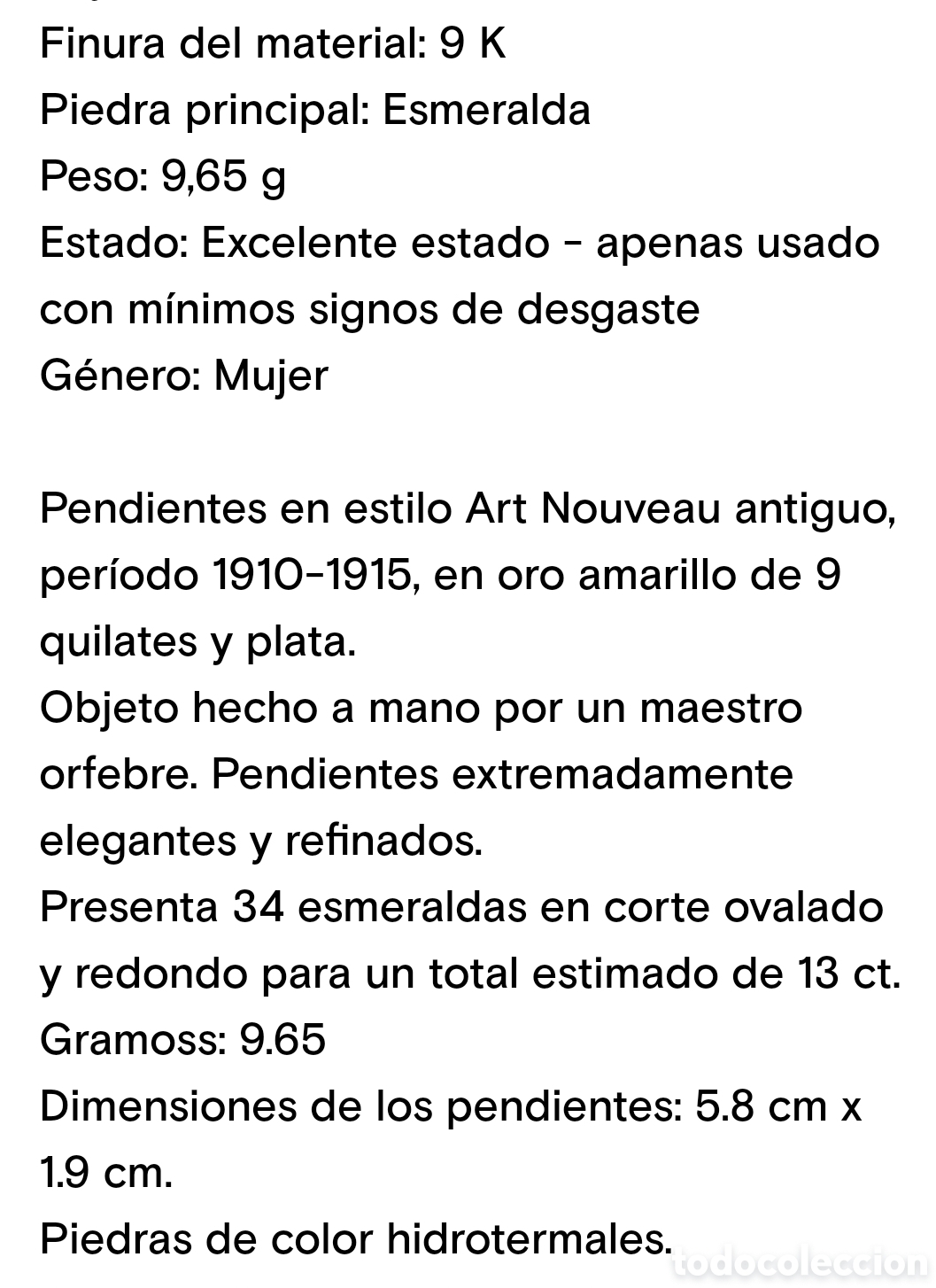 Joyeria: Pendientes Oro 9k y Esmeraldas - Foto 9