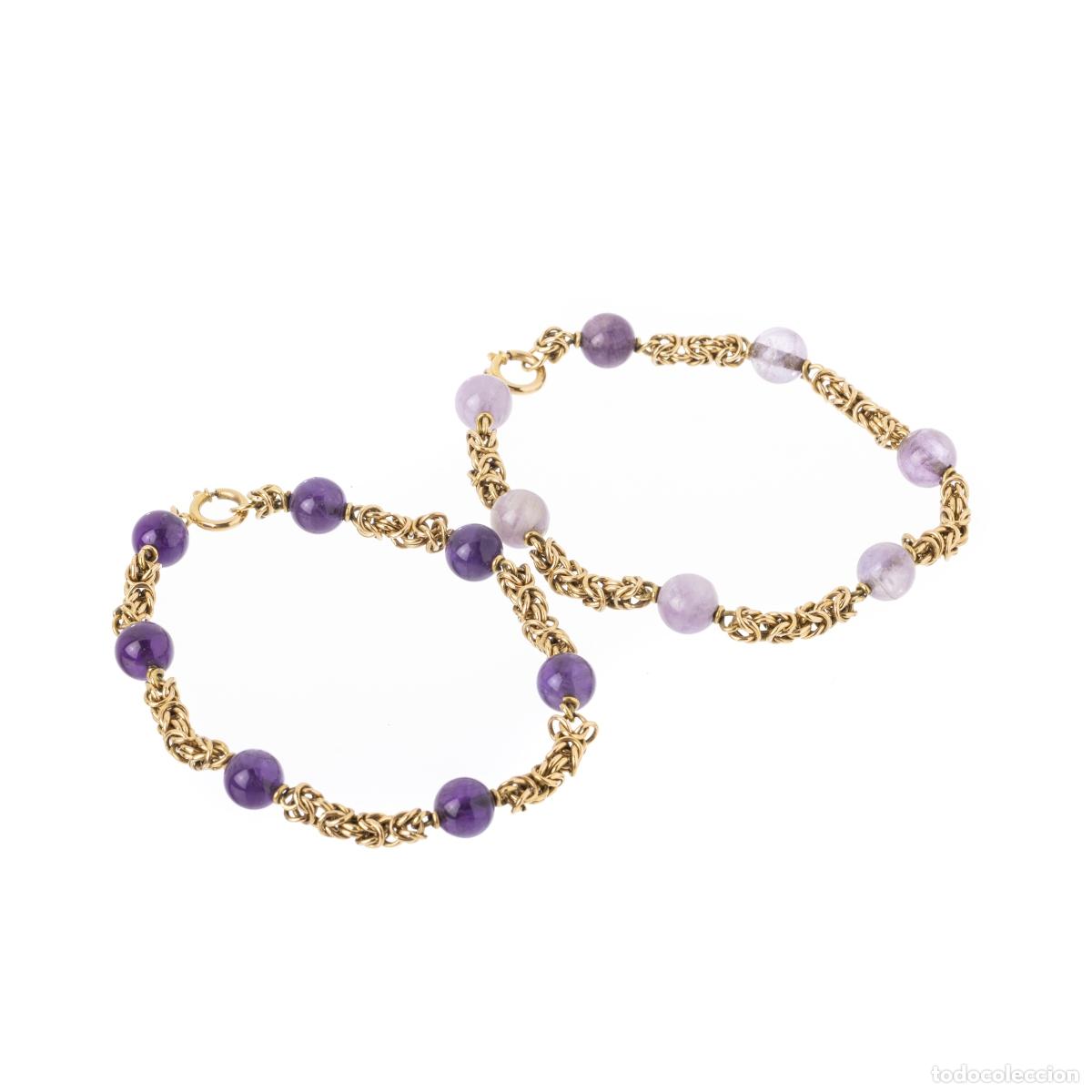 Joyeria: DOS PULSERAS EN ORO Y AMATISTA - Foto 1