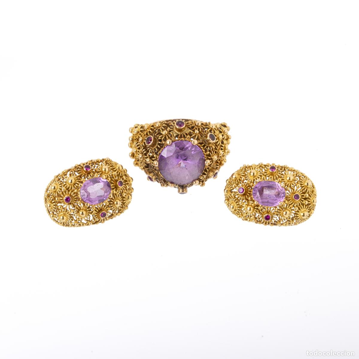 Joyeria: ORO 19.2K - PAR DE PENDIENTES Y ANILLO EN ORO - Foto 1