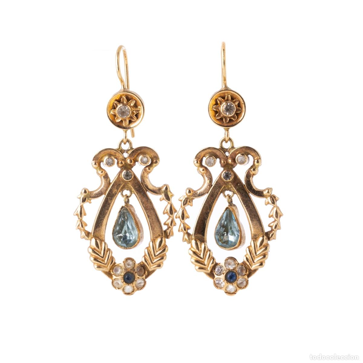 Joyeria: Par de pendientes de oro - siglo XIX - Foto 1