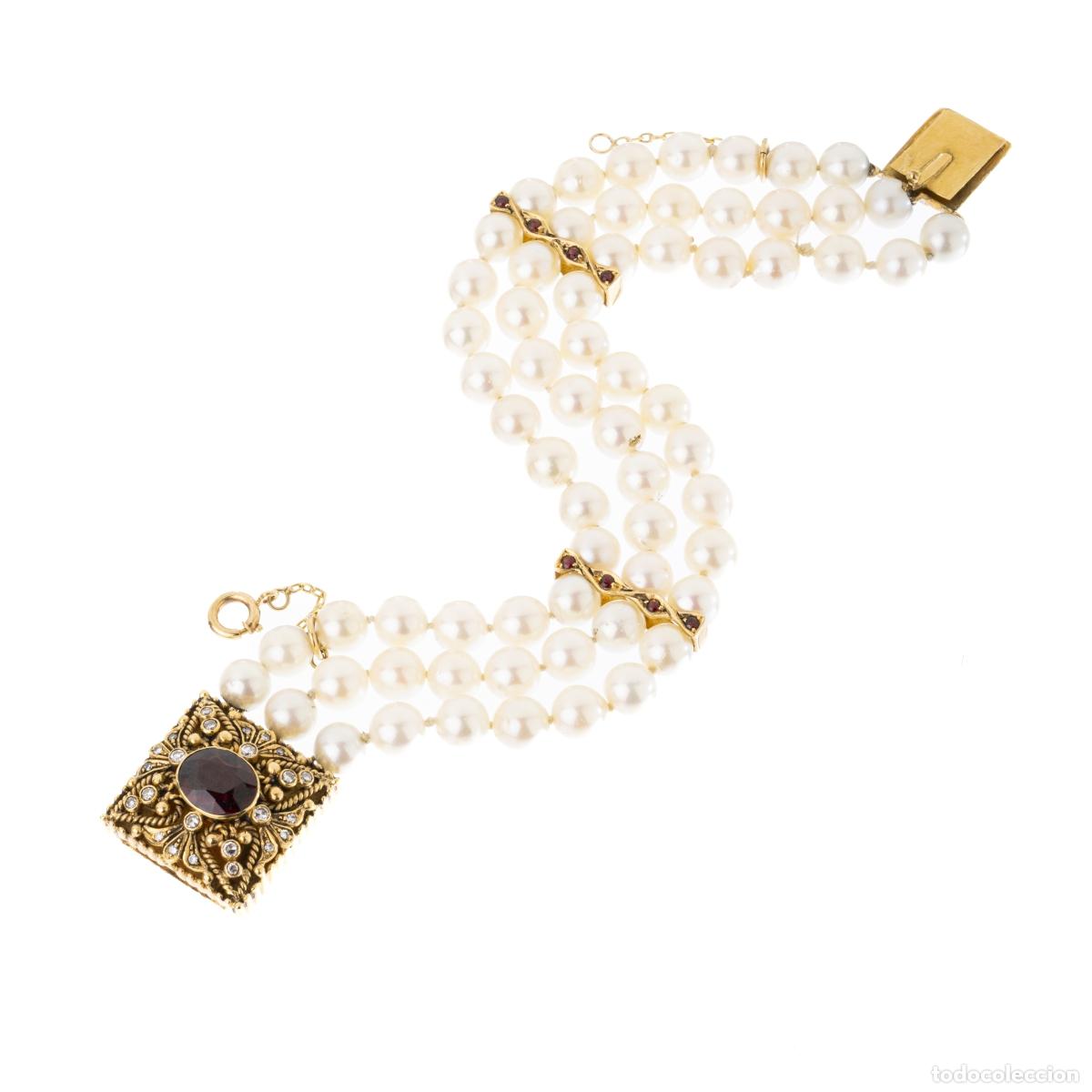 Joyeria: Pulsera de perlas con oro - Foto 1