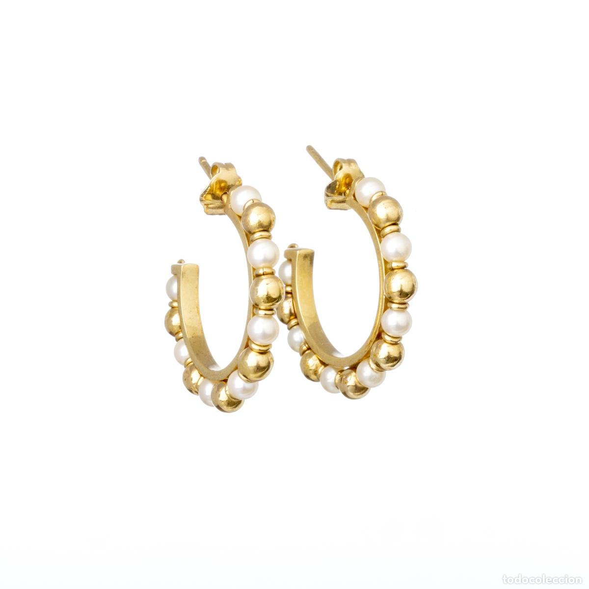 Joyeria: ORO 19.2K - PAR DE PENDIENTES EN ORO Y PERLAS - Foto 1