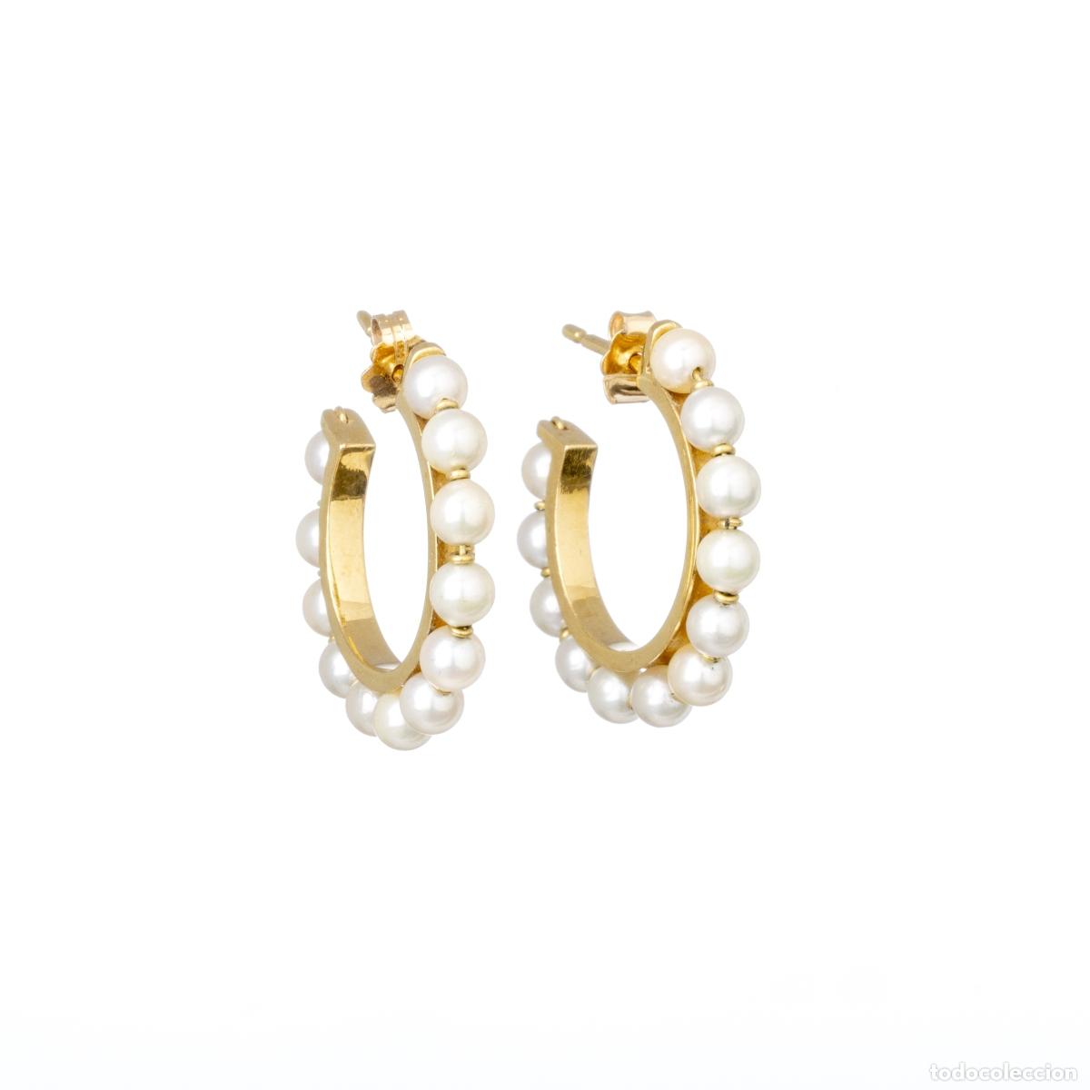 Joyeria: ORO 19.2K - PAR DE PENDIENTES EN ORO Y PERLAS - Foto 1