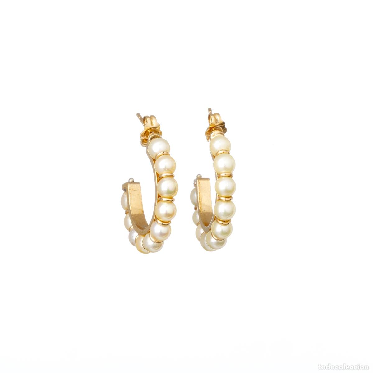 Joyeria: ORO 19.2K - PAR DE PENDIENTES EN ORO Y PERLAS - Foto 1