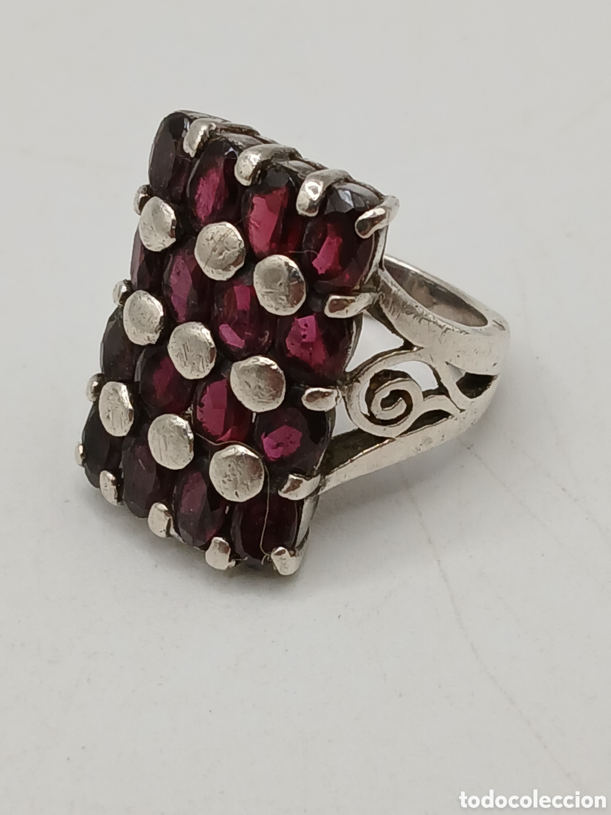 Joyeria: Antiguo anillo plata 925mls y granates - Foto 1