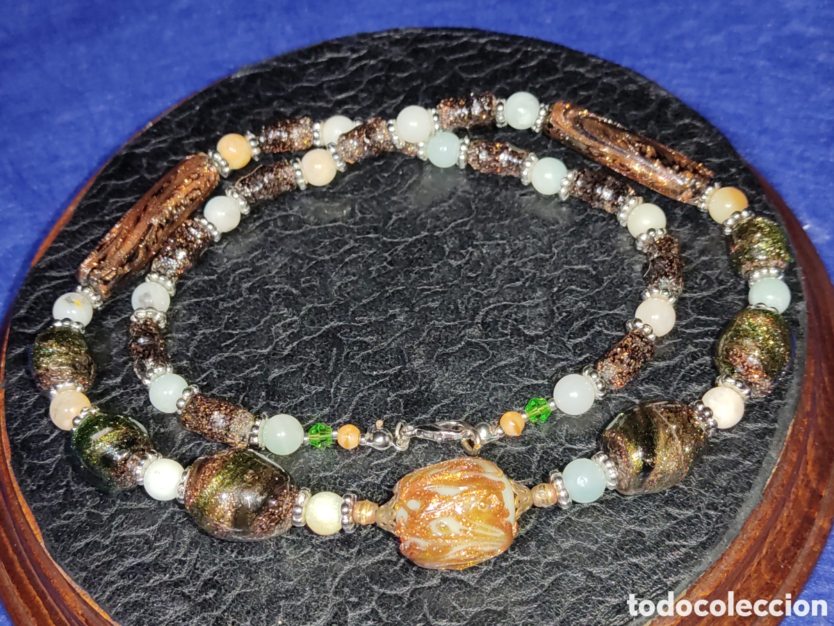 Joyeria: Collar de cristal de Murano y jades.Vintage. - Foto 2