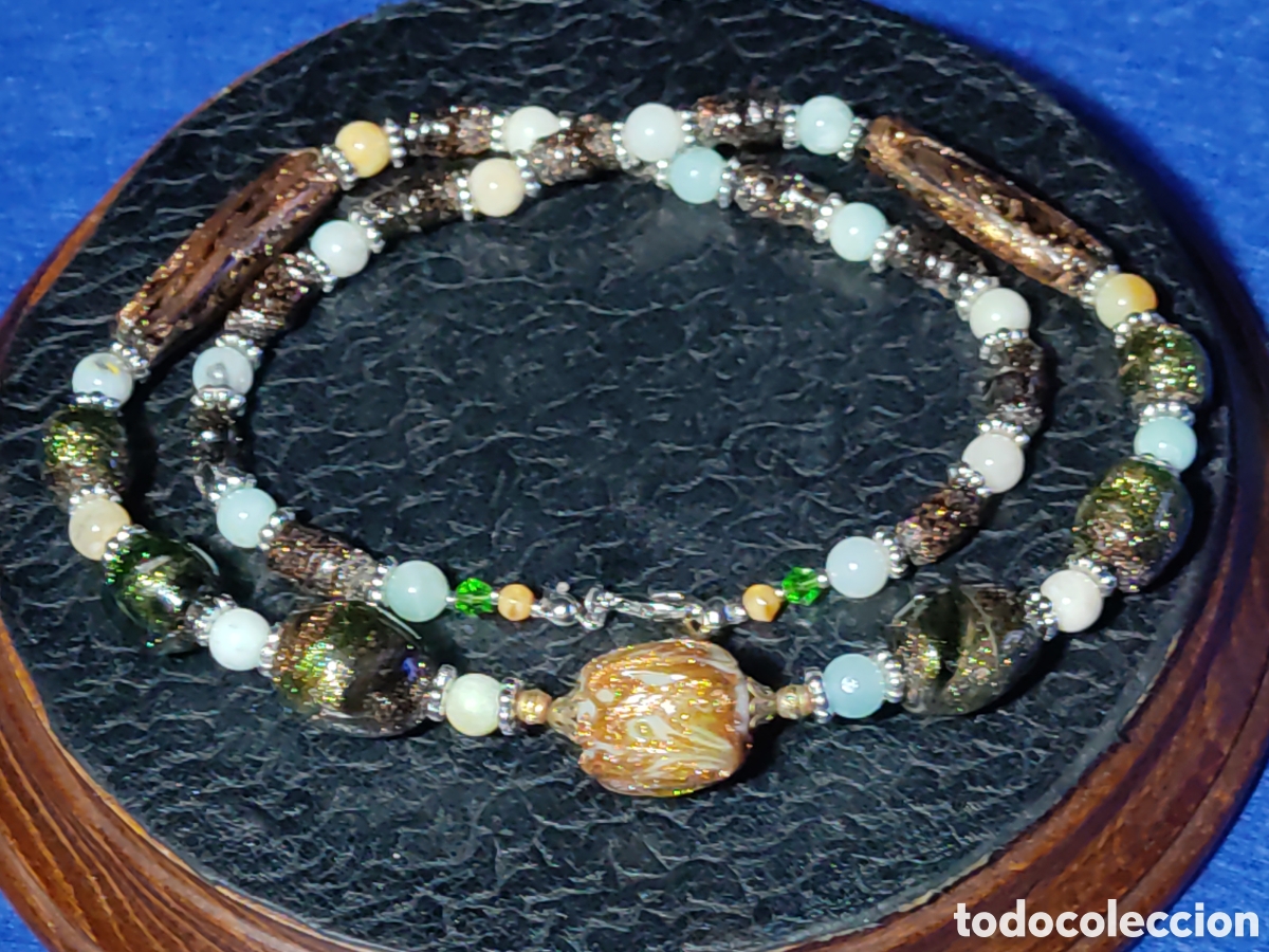 Joyeria: Collar de cristal de Murano y jades.Vintage. - Foto 3