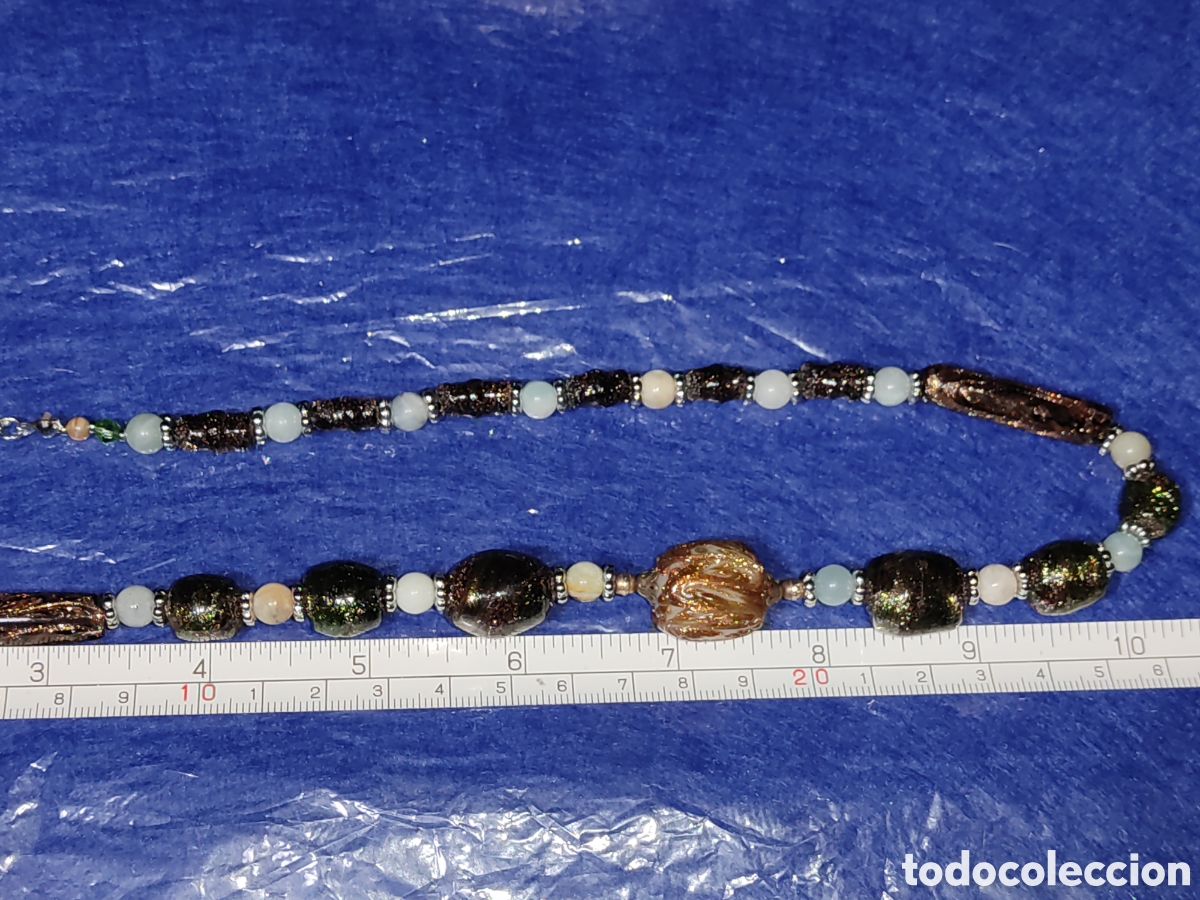 Joyeria: Collar de cristal de Murano y jades.Vintage. - Foto 4
