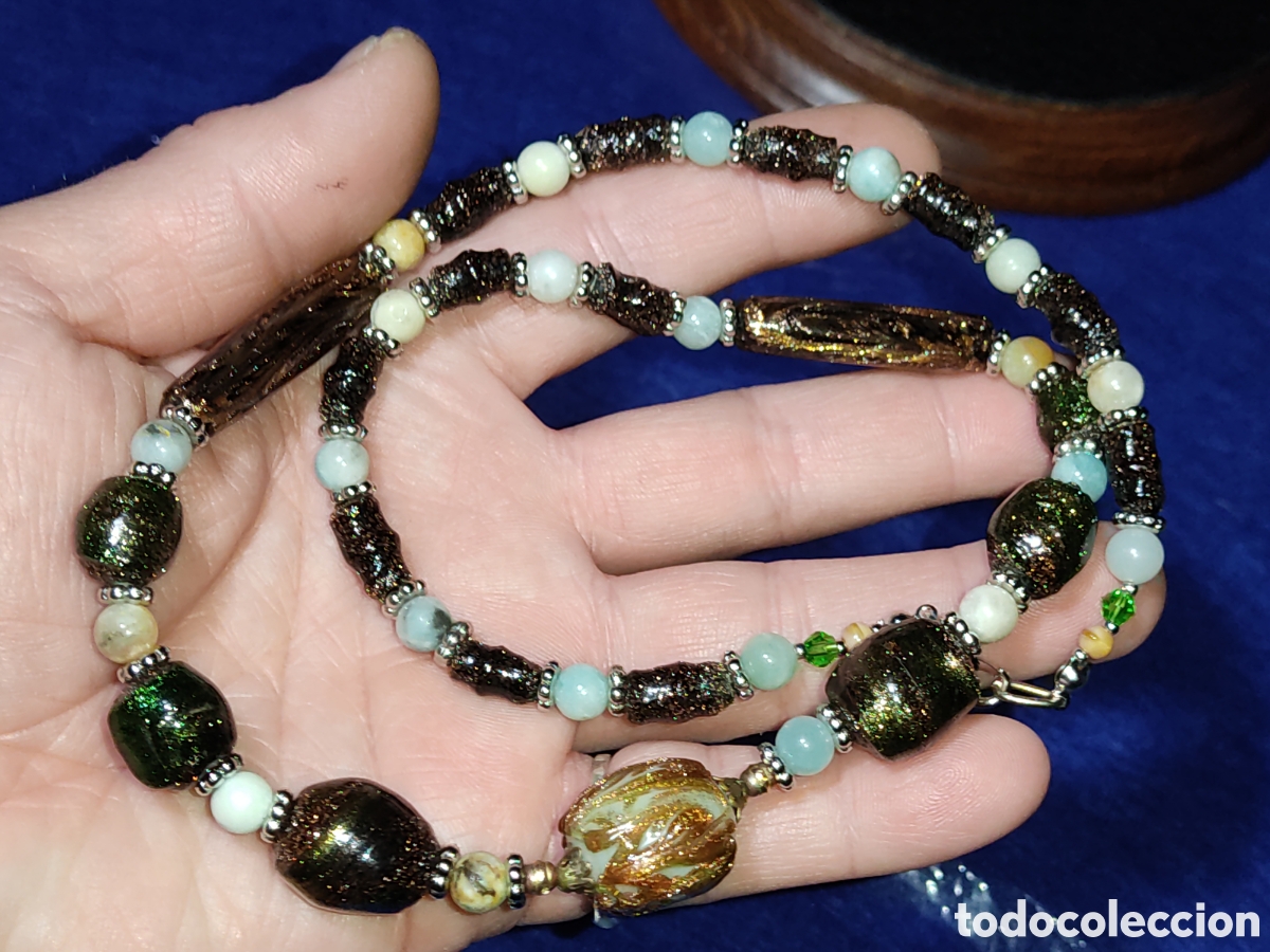Joyeria: Collar de cristal de Murano y jades.Vintage. - Foto 5