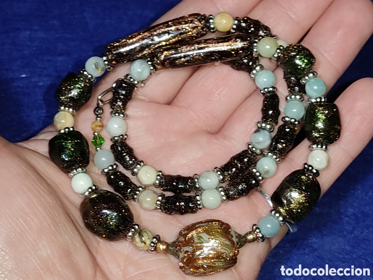 Joyeria: Collar de cristal de Murano y jades.Vintage. - Foto 6