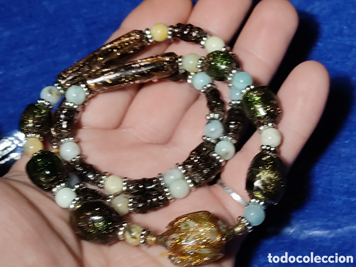 Joyeria: Collar de cristal de Murano y jades.Vintage. - Foto 7