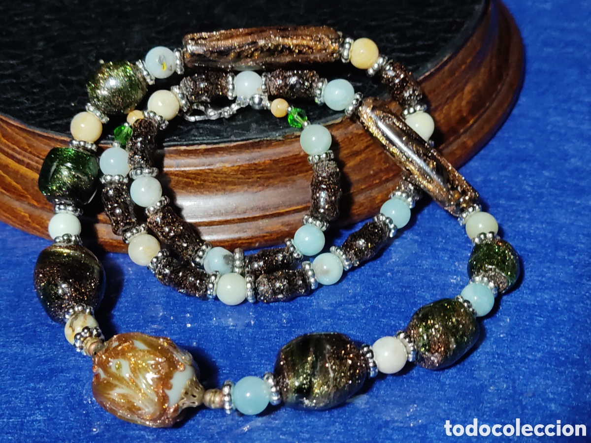 Joyeria: Collar de cristal de Murano y jades.Vintage. - Foto 8