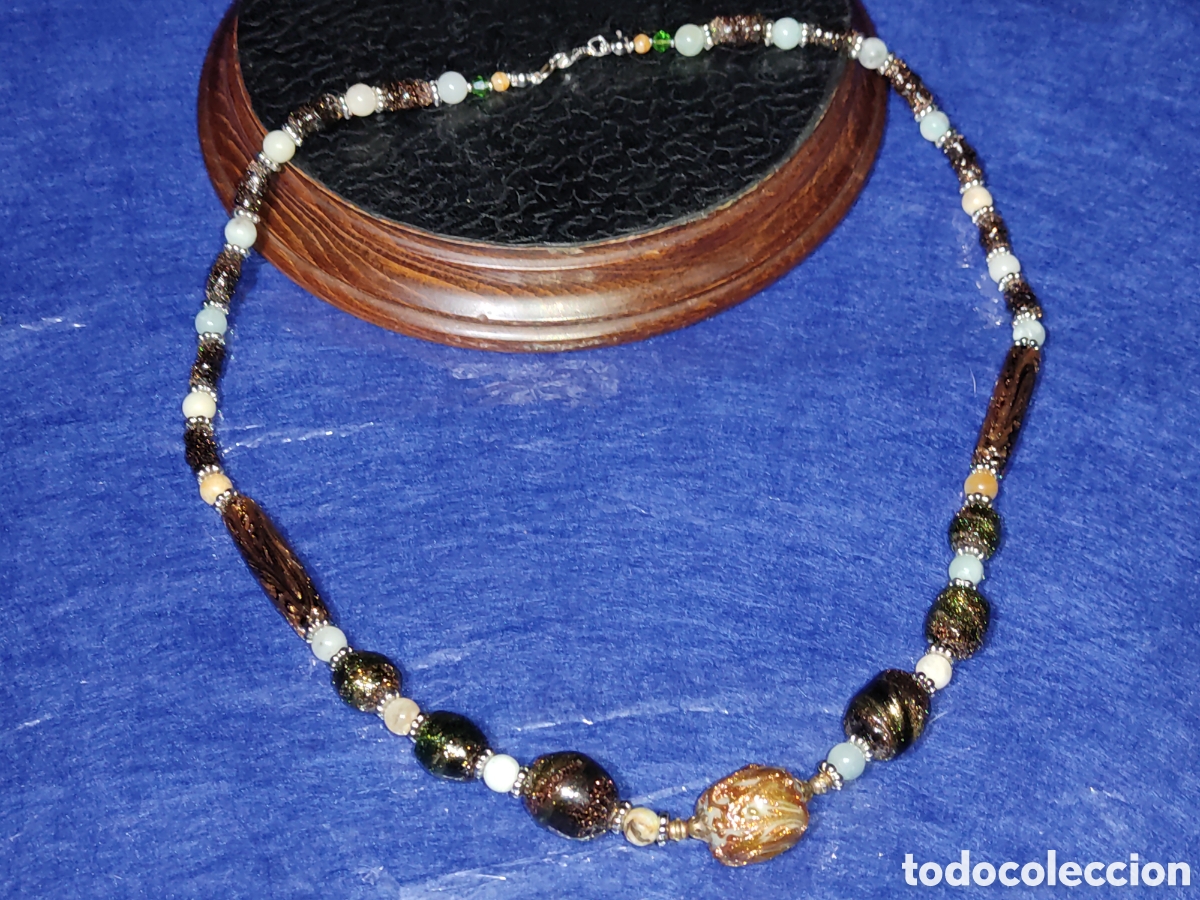 Joyeria: Collar de cristal de Murano y jades.Vintage. - Foto 1