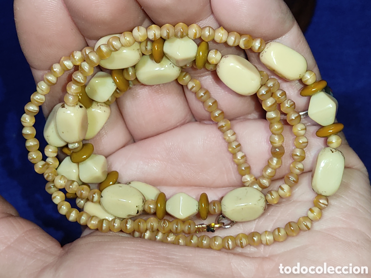 Joyeria: Collar largo de opalina color crema.Vintage. - Foto 3