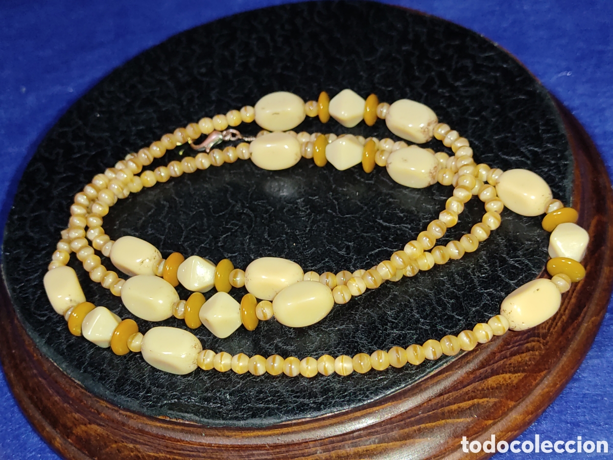 Joyeria: Collar largo de opalina color crema.Vintage. - Foto 4