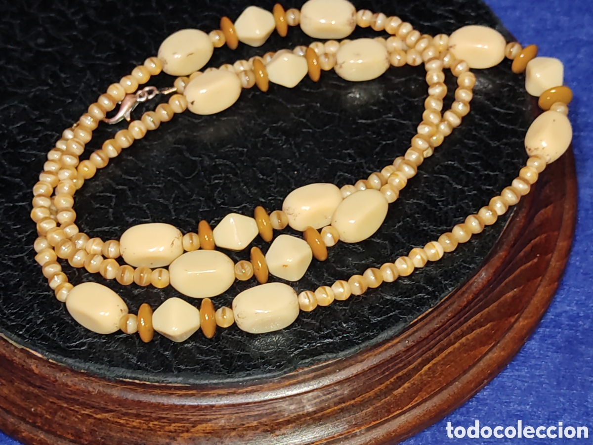 Joyeria: Collar largo de opalina color crema.Vintage. - Foto 5