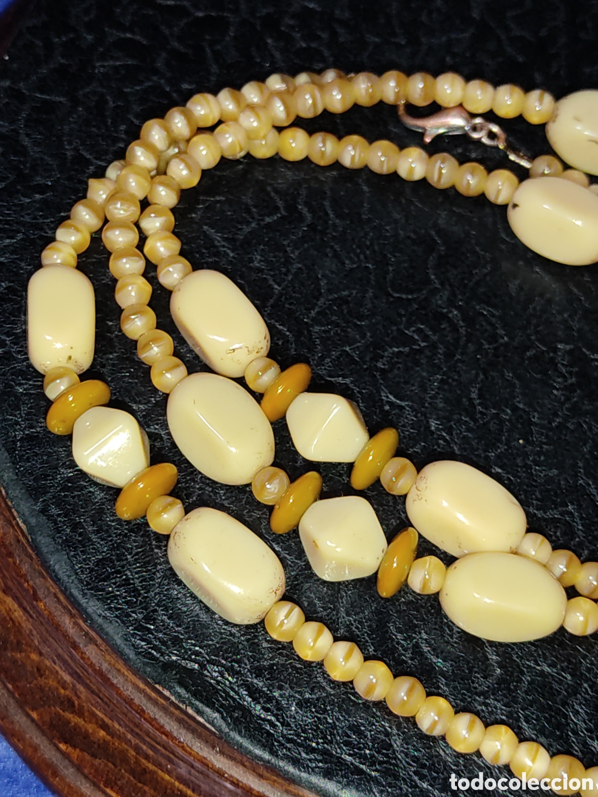Joyeria: Collar largo de opalina color crema.Vintage. - Foto 6