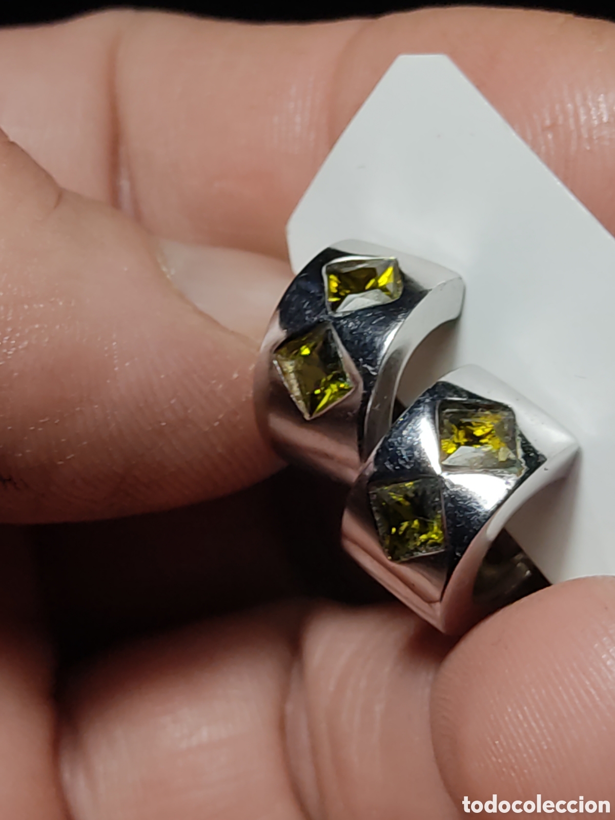 Joyeria: Pendientes de rodio con citrino.Vintage. - Foto 6